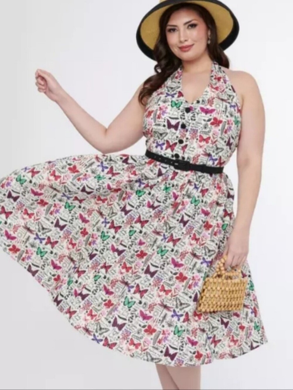NWT Unique Vintage Butterfly Halter Dress Size 3x 20